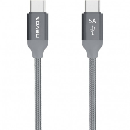 USB 2.0 Kabel, USB-C Stecker > USB-C Stecker (grau, 1 Meter, PD, Laden mit bis zu 100 Watt)