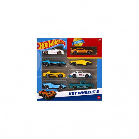 Hot Wheels Set of 8 Basic Toy Cars &amp; Trucks in 1:64 Scale including 1 Exclusive Car, Styles 