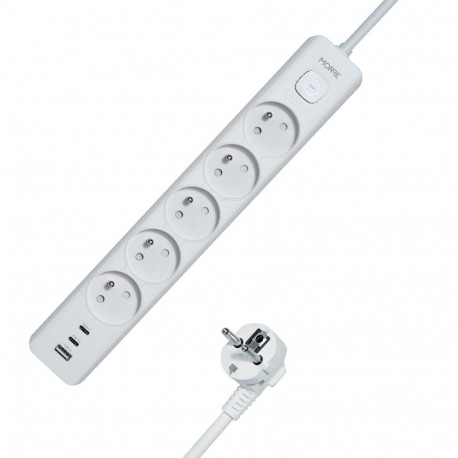 Morre pikendusjuhe 8in1 5 pesa, 2xUSB-C 15W, USB-A 12W 1,5m M-407