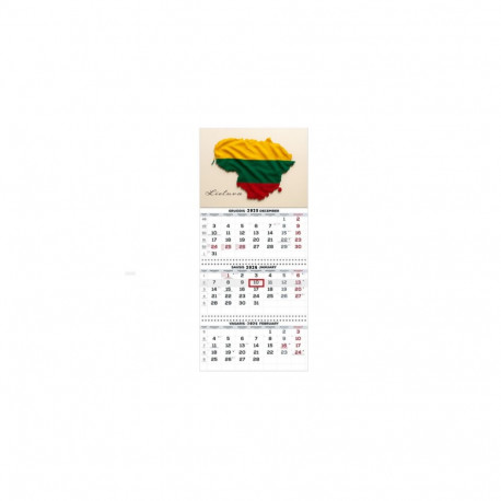 Wall Mounted Calendar 3 parts Trio 30x66cm