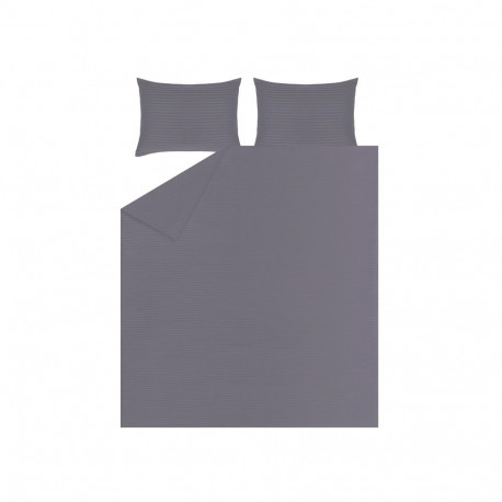 BED COV SET Striped Grey SATEEN 200x220