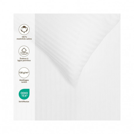 triibuline satiin valge voodipesukomplekt 200x220