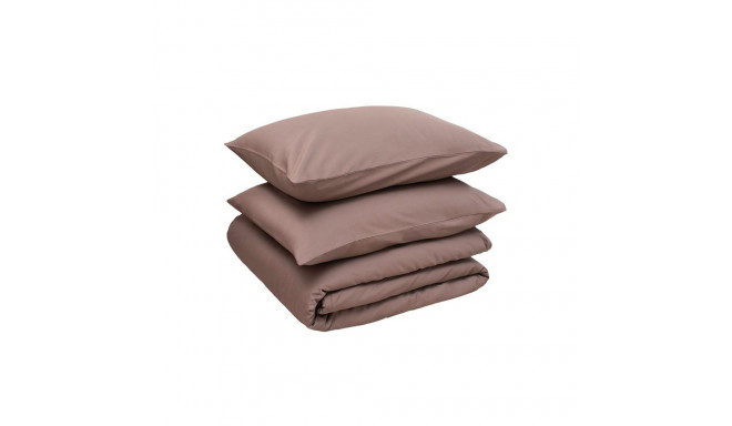 BED COV SET SOLID BROWN SATEEN 200X220