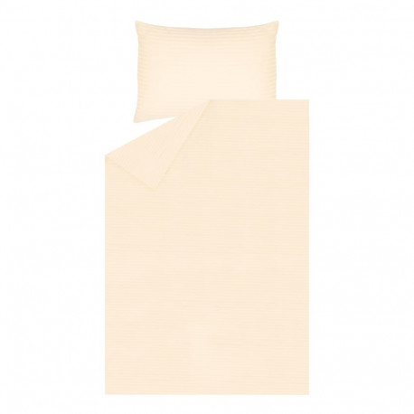 BED COV SET Striped Beige SATEEN 140x200