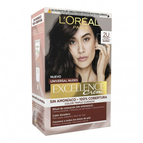 Ammoniaagivaba juuksevärv L'Oreal Make Up Excellence 2u-darkest brunette Nº 2u-Darkest Brunette (5 Ü