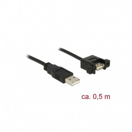 Delock Cable USB 2.0 Type-A male > USB 2.0 Type-A female panel-mount 0.5 m