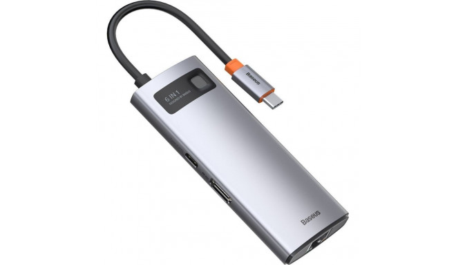 Baseus 6in1Metal Gleam Series, USB-C to 3x USB 3.0 + HDMI + USB-C PD + Ethernet RJ45