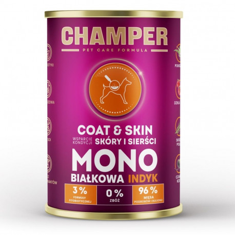 CHAMPER Coat & Skin monoproteiin lõhe märg koeratoit 400g