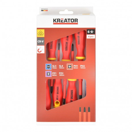Kruvikeerajate komplekt VDE 6 tk KREATOR KRTH20101 1000V 75-100mm
