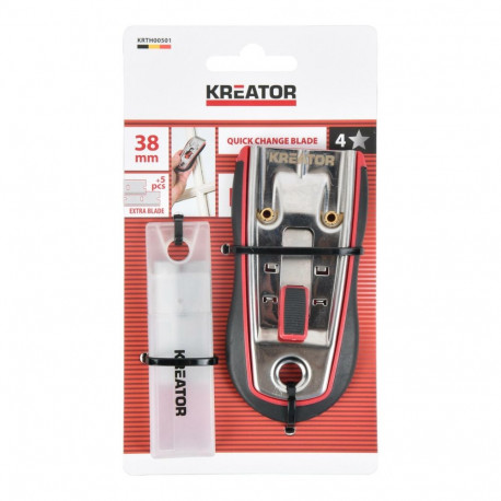 Kreator metal scraper KRTH00501, 38 mm, 5 blades, anti-slip handle, slide lock