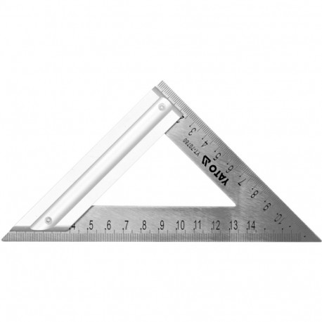 Yato YT-70780 steel set square, 170 mm, aluminium base, stainless steel arms, metric scale