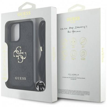 Guess GUESS case for IPHONE 16 Plus GUHCP16MP4GMGCRK (CBDY PU 4G Big Logo W/Cord Strap) black