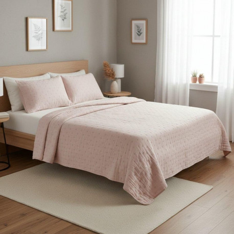 BEDSPREAD SOLID WASHED BEIGE 220X220 CM