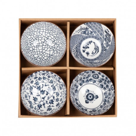 Set SOMETSUKE 4-bowls, blue mix