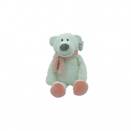 Maskotka niedźwiedź kamil różowe dodatki 35 cm