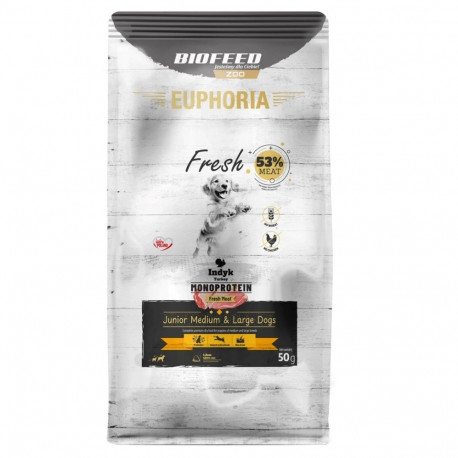 EUPHORIA Fresh Junior monoproteiin kalkun M/L kuiv koeratoit 50g