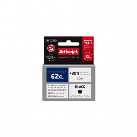 Activejet AH-62BRX ink (replacement for HP 62XL C2P05AE; Premium; 20 ml; black)