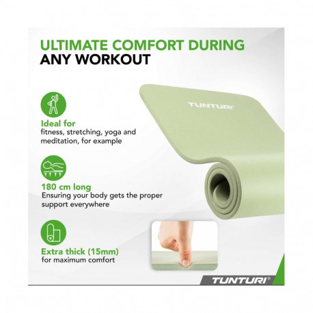 Võimlemismatt Tunturi Fitnessmat NBR 15mm heleroheline
