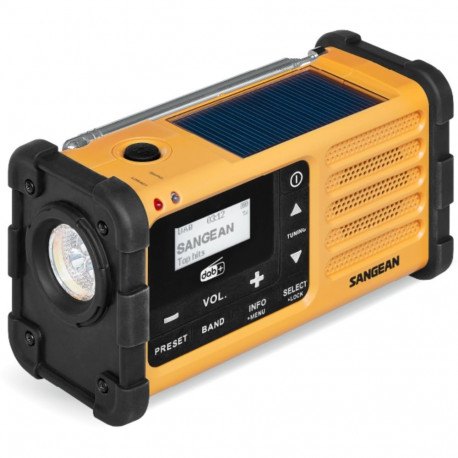 Sangean raadio MMR-88 DAB+ (USB-C) hädaabi käepööratav päikesetoitega, kollane