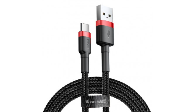 Baseus Baseus Cafule Cable Durable Nylon Cable USB / USB-C QC3.0 2A 2M Black-Red (CATKLF-C91)