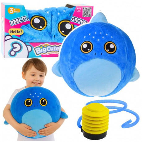 kasvav plüüsist sinine haikujuline hüppepall pumbaga 50 cm