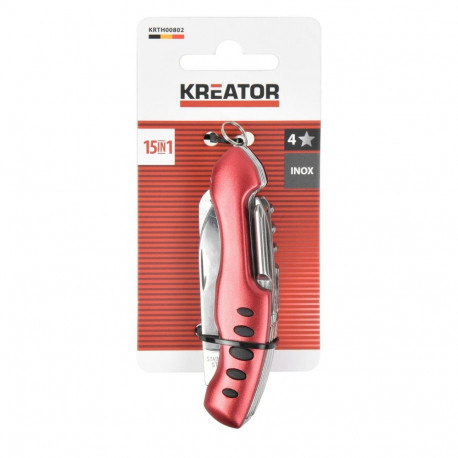 Kreator pocket knife KRTH00802, 52 mm, 1.30 mm, 15 functions, scissors, corkscrew, saw blade, compac