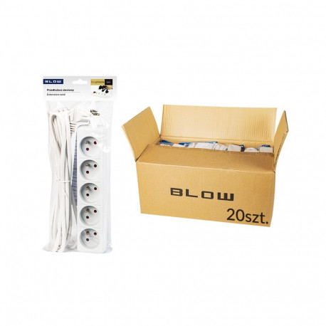 98-519# Przedłużacz sieciowy pr-570p 5-gniazd z uziemieniem 5m biały 3x1,5mm  (20 tk.)