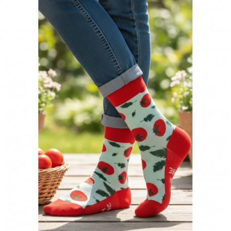 SOKISAHTEL TOMATOES mahlased puuvillased sõnumiga sokid