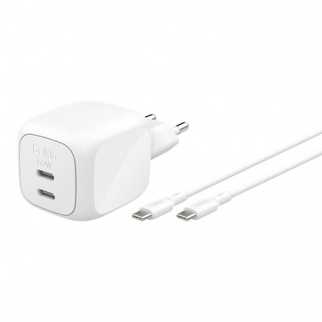 Belkin Charger Dual USB-C 50W PD PPS+1m Cable WCH019kq1MWH-B6
