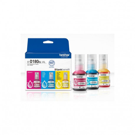 Brother BTD180CLVAL Ink Refill Bottles Multipack, CMY