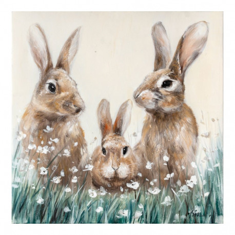 Oil painting 60x60xcm, rabbit's family
