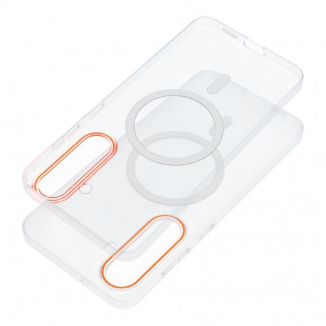 Case for Motorola G86 Go Orange compatible with MagSafe transparentn