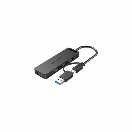 Vention 4-Port USB 3.0 Hub with USB-C & USB 3.0 2-in-1 Interface and Power Supply 0.15M ABS Type