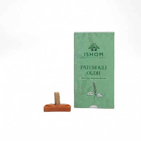 Incense Set - Natural Patchouli Wood 15 Tiles with Clay Holder 7.5x14.5 cm