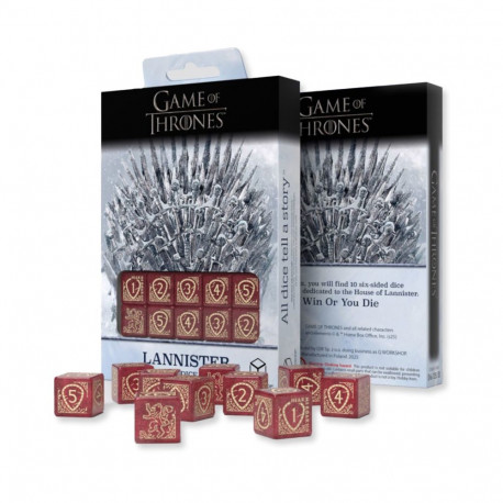 Tabletop Game - Q-WORKSHOP Game of Thrones Lannister Dice Set 10xD6 Dark Red