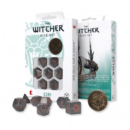 Tabletop Game Accessories - The Witcher Ciri Dice Set 7 Dice & Coin Glossy Gray