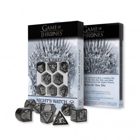 Tabletop Game - Game of Thrones Night's Watch Dice Set 8 Plastic Dice Black