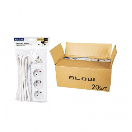 98-513# Przedłużacz sieciowy pr-370p 3-gniazda z uziemieniem 5m biały 3x1,5mm (20 tk.)