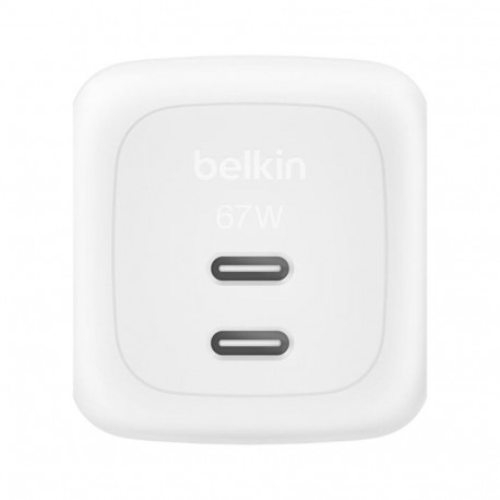 Belkin laadija dual USB-C 67W PD + PPS, valge WCH020kqWH