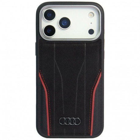 Audi Audi R8 Genuine Leather MagSafe Case for iPhone 17 Pro - Black and Red