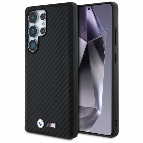 BMW BMW Leather Carbon MagSafe Case for Samsung Galaxy S25 Ultra - Black