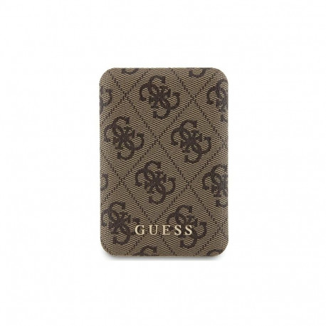 Guess Guess Powerbank inductive 15W GUPB5FP4EMGW 5000mAh brown/brown 4G Leather Metal Logo MagSafe