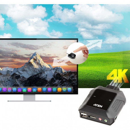 ATEN KVM-lüliti CS22DP 2 pordiga USB DisplayPort