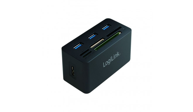 LogiLink USB 3.0 jaotur 3-porti koos kõik-ühes kaardilugejaga