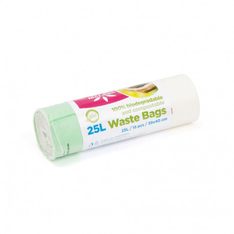 McLean biolagunevad nööriga prügikotid, 25l, 15tk/rull