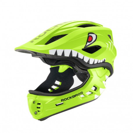 Rockbros TT-32004 Shark Children's Bike Helmet with Detachable Jaw Size M (54-58) - Green