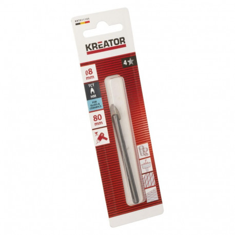 Kreator KRT011105 tile and glass drill bit, 8x80mm, 6mm shaft, 8mm head