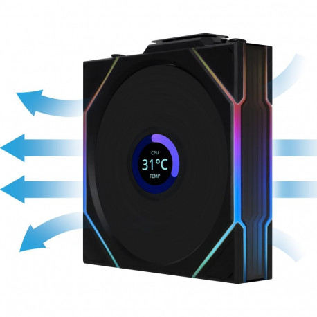 Lian Li UNI FAN TL Wireless LCD Lüfter  ARGB  PWM  3er-Pack incl. Controller - Reverse Blade  120mm 