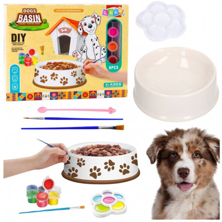 loominguline komplekt koerakauss värvimiseks värvid pintslid DIY 6 tk