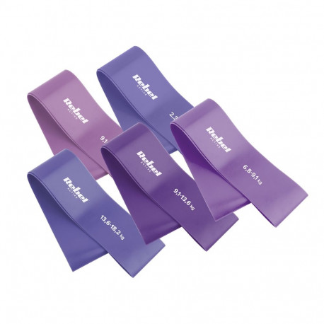 Zestaw gum do ćwiczeń lateksist - Mini Band L, 2.3-18.2 kg, 5 kummilinti, lilla, REBEL ACTIVE